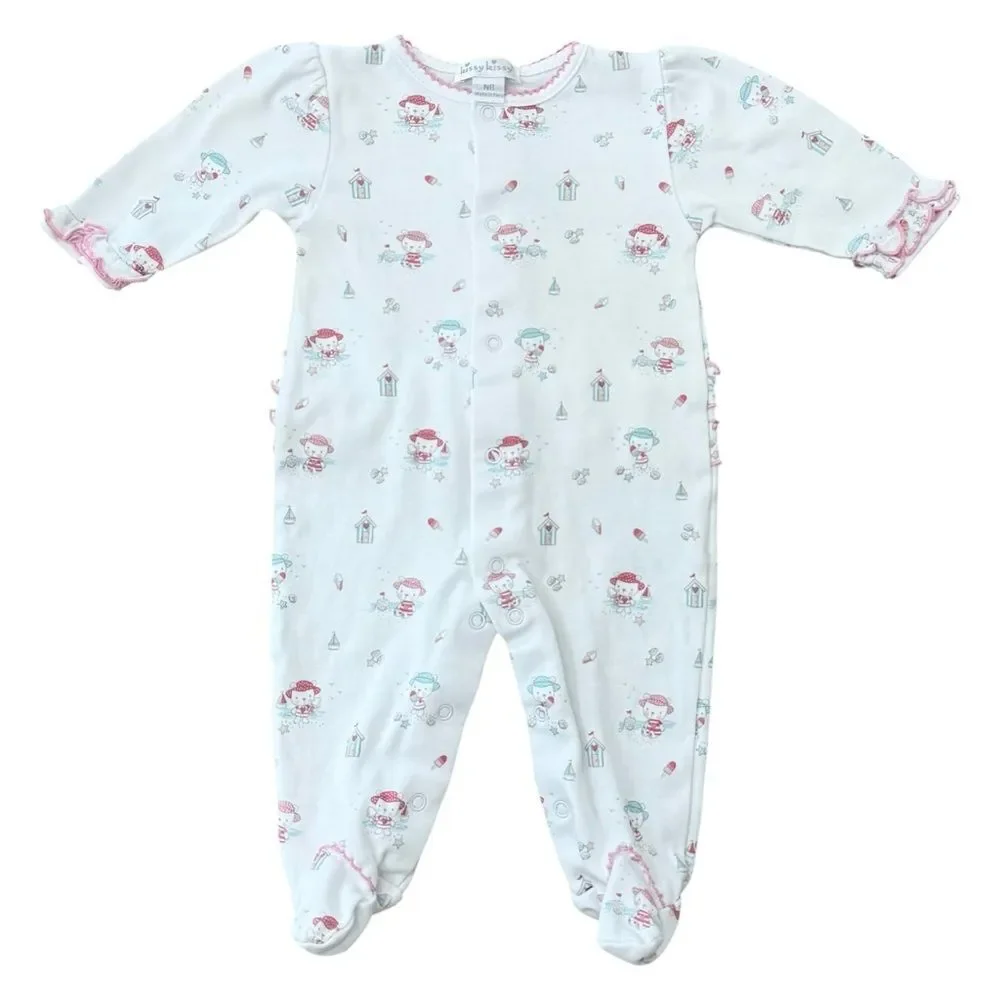 Kissy Kissy Baby Girls Beach Pattern One Piece Pima Cotton Footie. NB. Newborn.